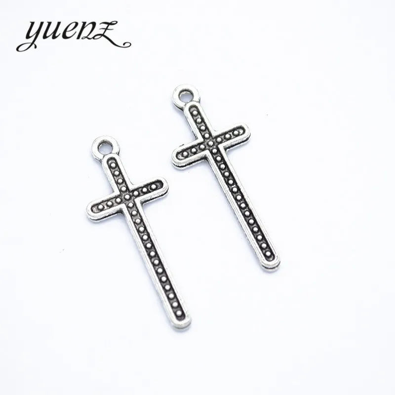 YuenZ Antique silver color Cross Charms Metal Pendant Diy Charms Necklace Bracelet Jewelry Making 31*12mm T89