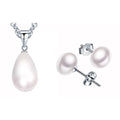 Women Pearl Earrings Necklace Fashion Jewellery Sets for Weeding