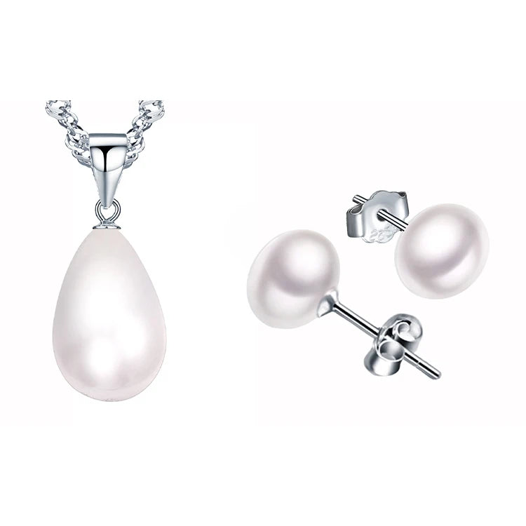 Women Pearl Earrings Necklace Fashion Jewellery Sets for Weeding