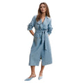 TWOTWINSTYLE Wholesale Elegant Women's Denim Trench Coat Sashes Loose Spliced Pockets Casual Denim Coats for Women