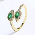 Guangzhou Factory Emerald Beautiful 18K Gold Green Fashion Jewelry Rings for Girls or Women Waterproof