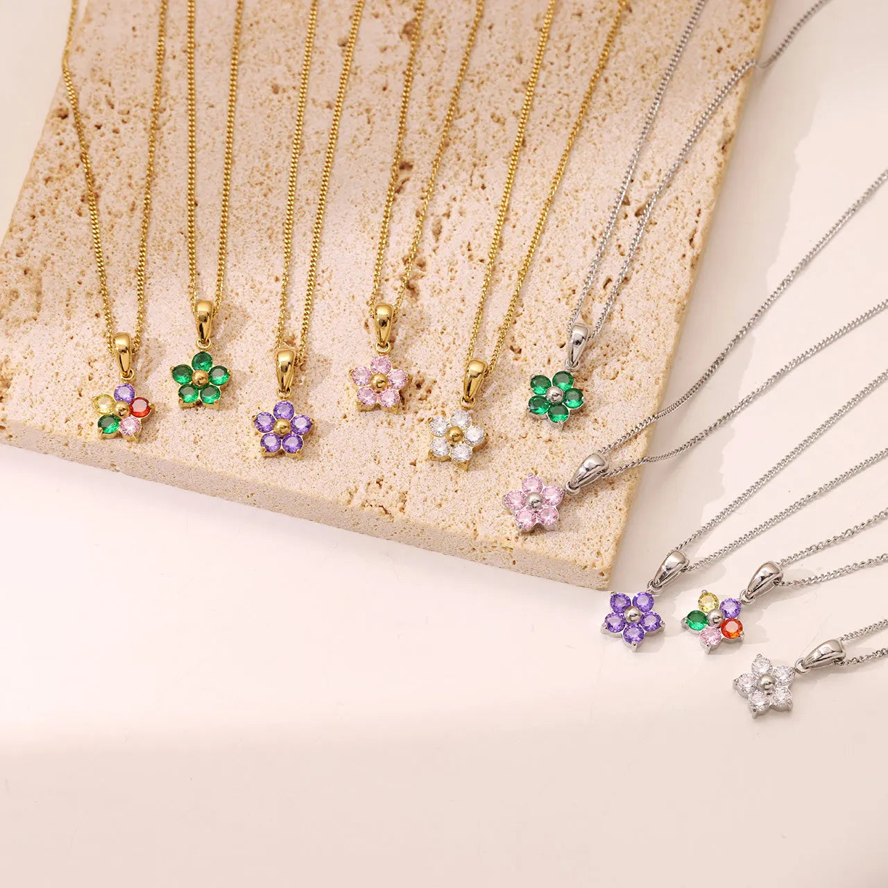 High Quality Stainless Steel Gold Silver Plated Choker Necklace Anti-tarnish Colored Flower Pendant Jewelry Necklaces for Women