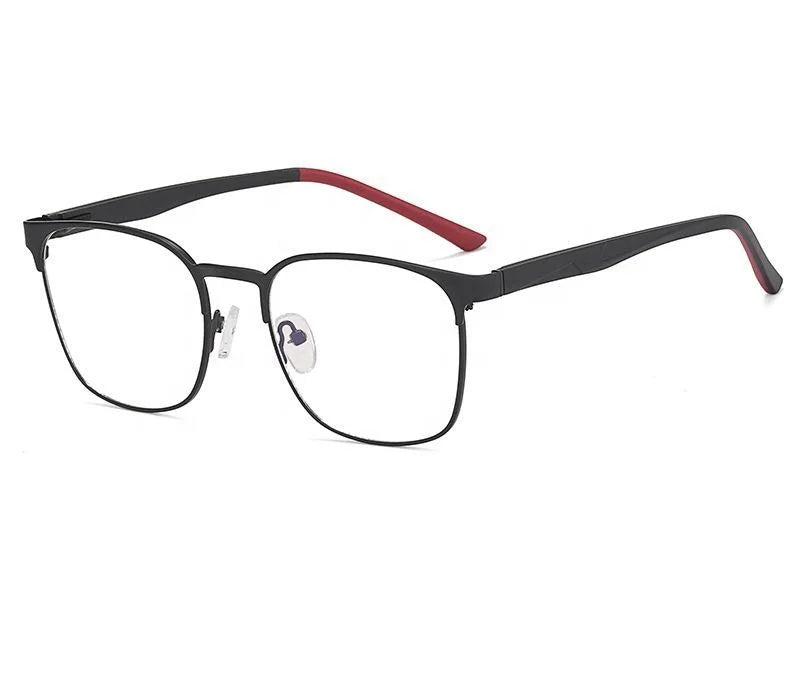99219 Qsky New Men Eye Protection Eyewear Custom Prescription Optical Glasses Square Metal Anti Blue Light Eyeglasses