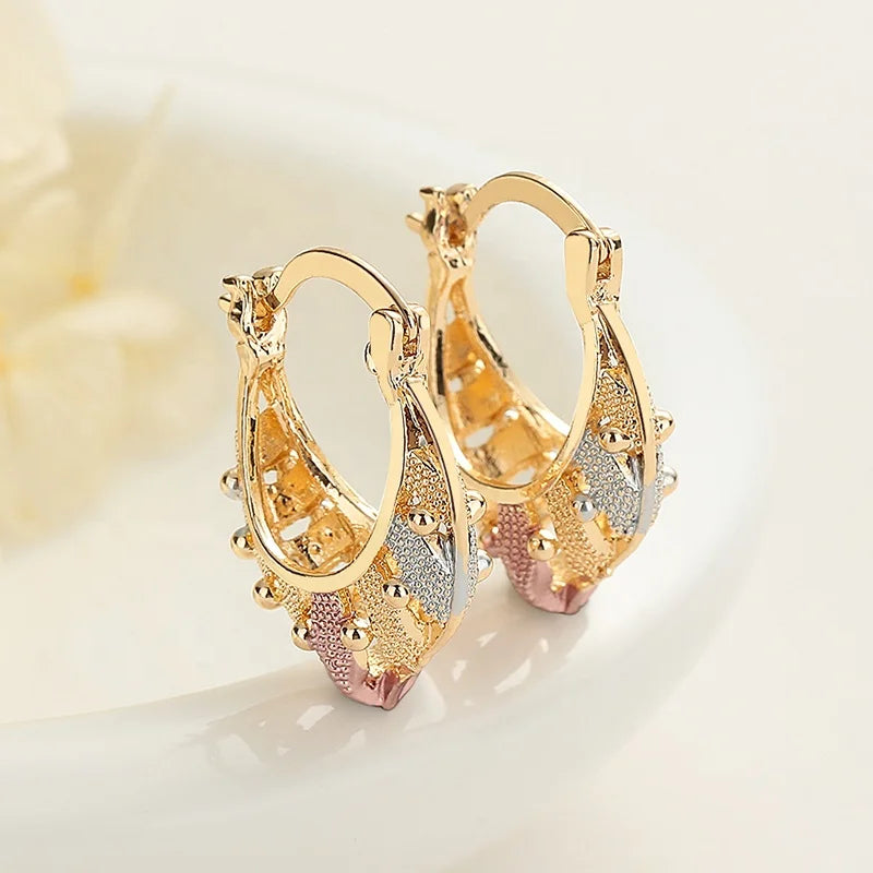 Luxury Earrings Fashion Jewelry for Women Wholesale  Women Hoop 18K Gold Plated Earrings Copper Alloy Collection
