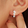 CAOSHI Factory Wholesale Minimalist Style Round Imitated Diamond Circle Earrings for Women Silver Plated Hoop Earrings Jewelry