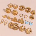Dreamshow Waterproof Earrings Gold Plated Jewelry Set Twisted Hollow Earrings Ear Cuff Stainless Steel Earrings Set