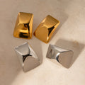 Minimalist Large Geometric Tarnish Free High Polish Waterproof Gold Plated Stainless Steel Stud Earrings Trendy Women Jewelry