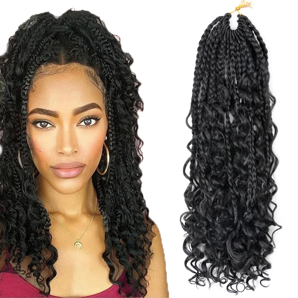 14 Inch River Boho Box Braid With Curly End River Boho Box Braid With Curly End Bohemian Messy Box Braids