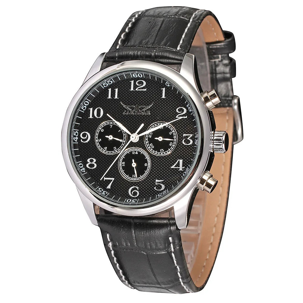 JARAGAR Multifunctional Automatic Mechanical Men Watch Luxury Waterproof Leather Business Date Men's Wristwatches Reloj Hombre