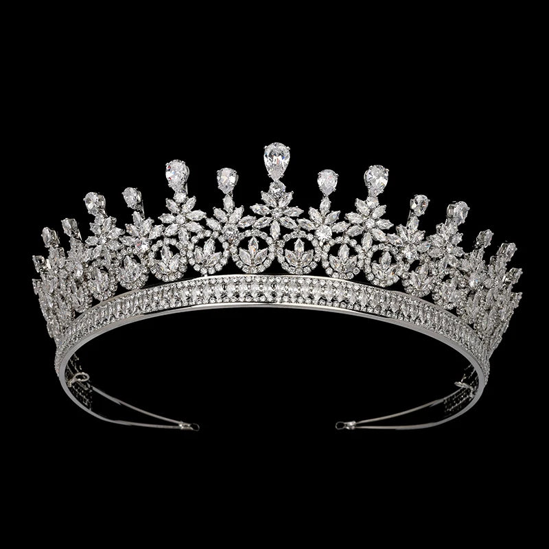 Wedding Copper CZ Crown Miss World Round Crown Bridal Jewelry High Quality Party Tiara Accessories for Women BC6608