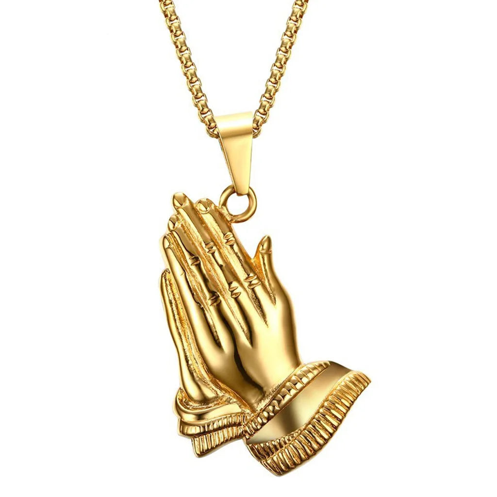 The New Religious Jewelry 46MM Stainless Steel Prayer Gold Pendant Men Accessories Hiphop Pendant
