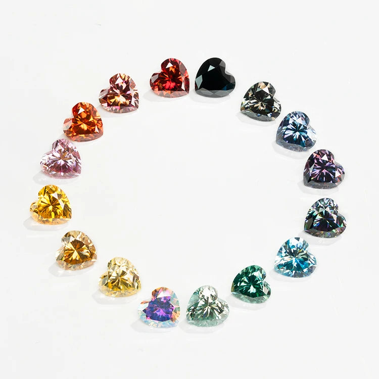Goldleaf Wholesale Loose Gemstone Heart Shape Color Moissanite Stone GRA Report VVS Clarity Loose Moissanite Diamond