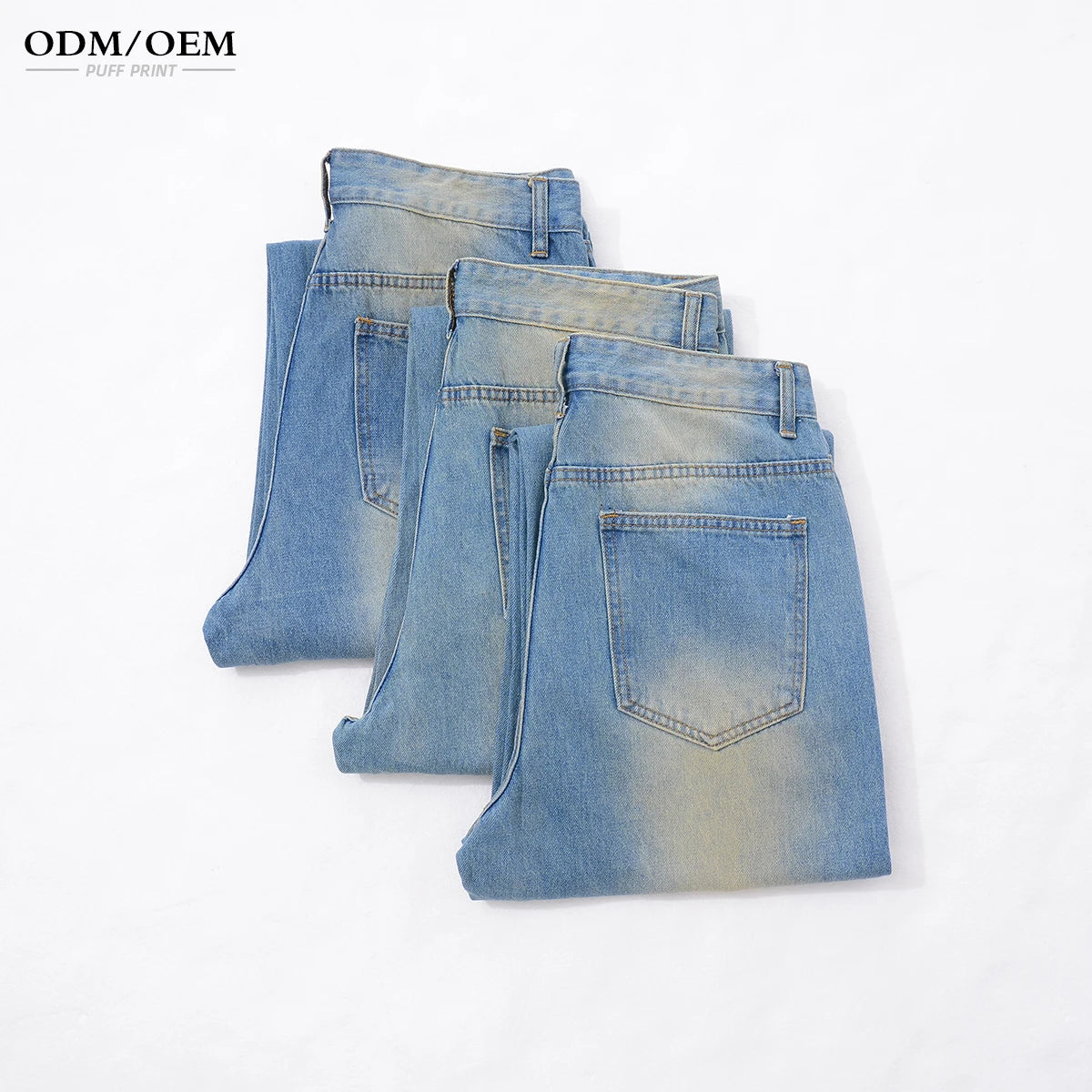 Custom Streetstyle Trend Pure Wash Pants Stonewashed Denim Jeans Casual Baggy Jeans for Men