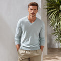Men's Linen-Cotton V-Neck Pullover Breathable Spring Sweater