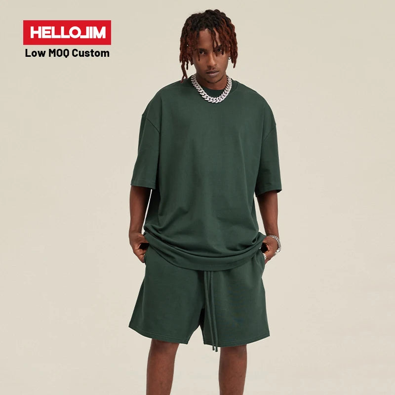 Custom 2024 Unisex 305 Grams Plain 100% Cotton 300 Gsm Tshirt Heavy Drop Shoulder Oversized Tshirt