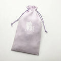 Custom Light Purple Cute  Logo Printed Gift Suede Velvet Drawstring Pouch Bag Cosmetic Pouch With Light Purple Polyester Rope