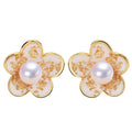 New 18K Gold-plated Flower Pearl Stud Earrings Natural Freshwater Pearl Earrings for Women