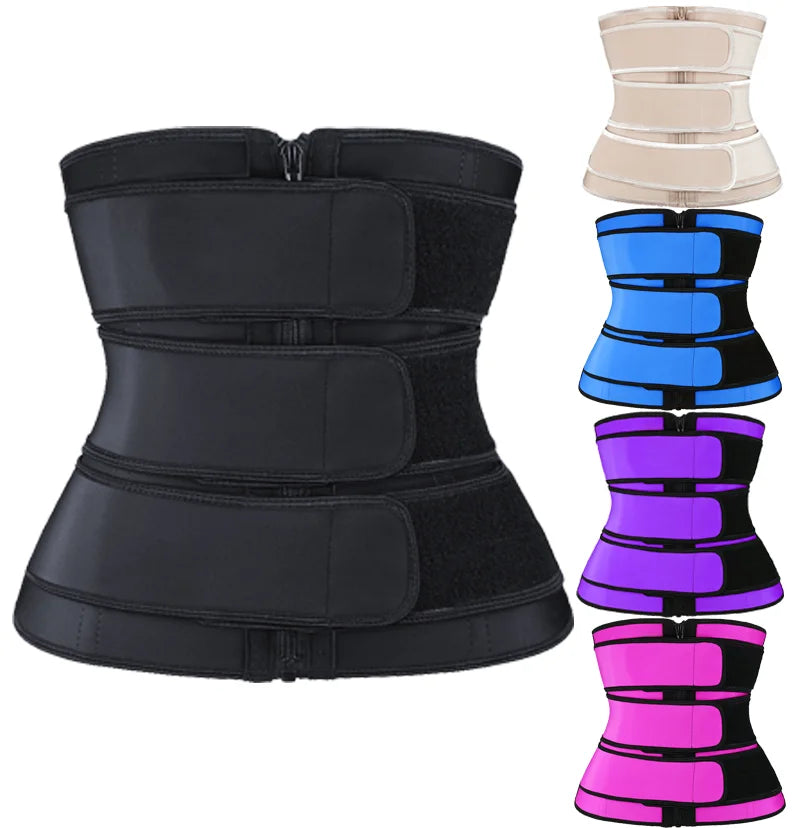 NANBIN Custom Logo Breathable Plus Size Get Fit 3 Strap Zip Steel Bones Waist Trainer Corset Hourglass Shaper with Zipper