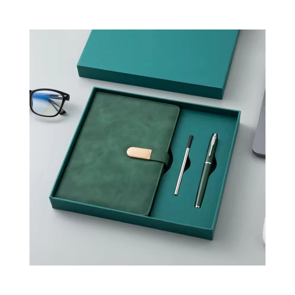 Promotional Gift Set Custom Composition Notebook Leather Cover Loose-Leaf Binding Embossed Logo Mini Pocket Customizable Pages