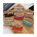 Bohemian Layered Colorful Rice Beads Handmade Beaded Leaf Shell Bracelet Luxury Crystal Geometric Stone Bracelet for Women Gift