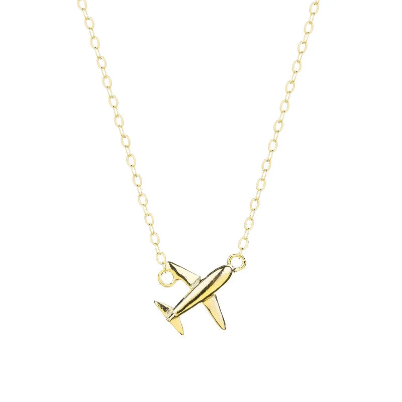 DUYIZHAO Christian 14k Gold Fashion INS Style Airplane Pendant Cross Chain 925 Silver Necklace Women Fine Jewelry Gift