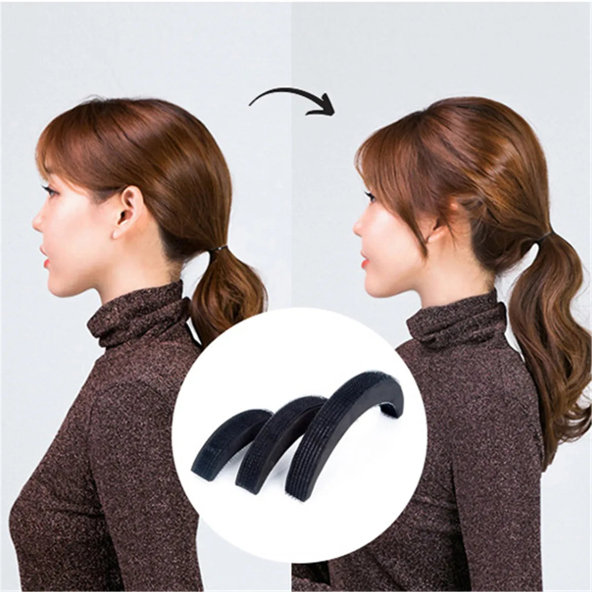 3Pcs Hair DIY Base Pad Bump up Puff Volume Styling Increase Insert Sponge Updo