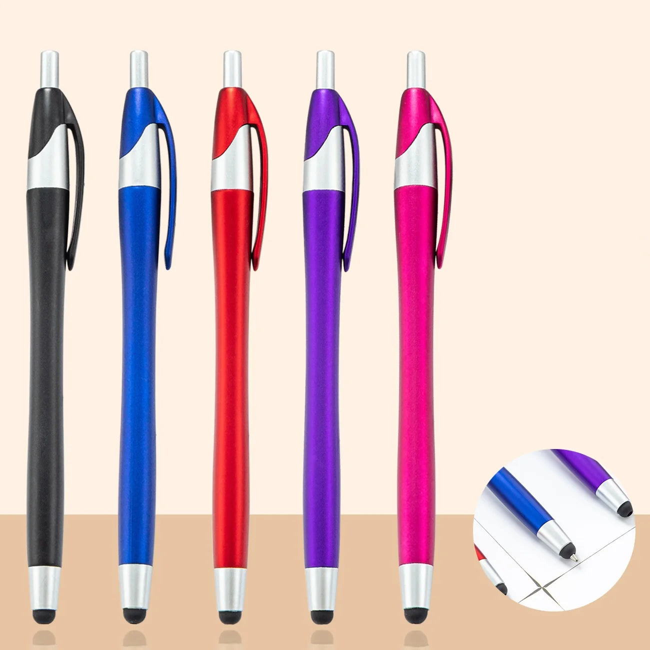 Spot Plastic Advertising Pen Wholesale Business Hotel Conference Promotion Pen Printing Logo Multi Color Press Ball Pen