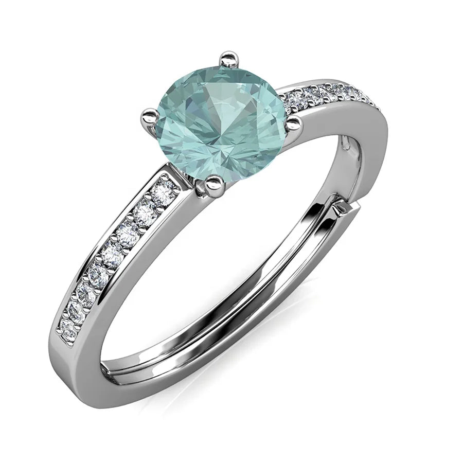 Ideal Cut Moissanite Diamond Jewelry 925 Silver 1 Carat Blue Solitaire Engagement Ring for Women Destiny Jewellery