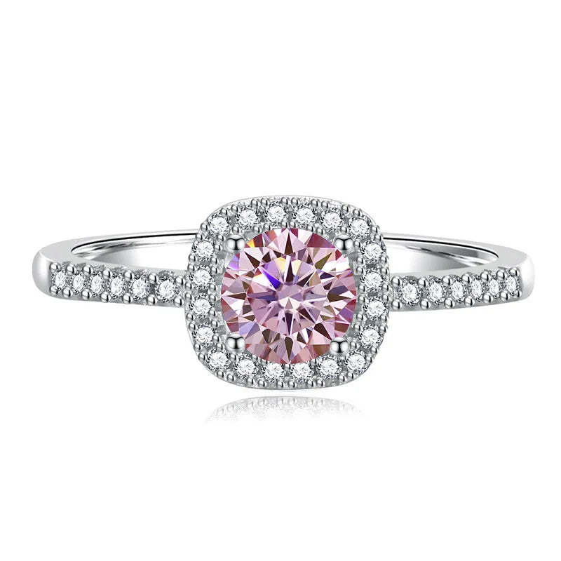 Luxury Style Round Brilliant Cut VVS1 Moissanite S925 Sterling Silver Wedding Ring Factory Priced Fine Jewelry