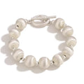 New Advanced Trendy Light Luxury Brass Silver Plated Brushed Round Ball Beaded Unisex Bracelet Customized Wholesale