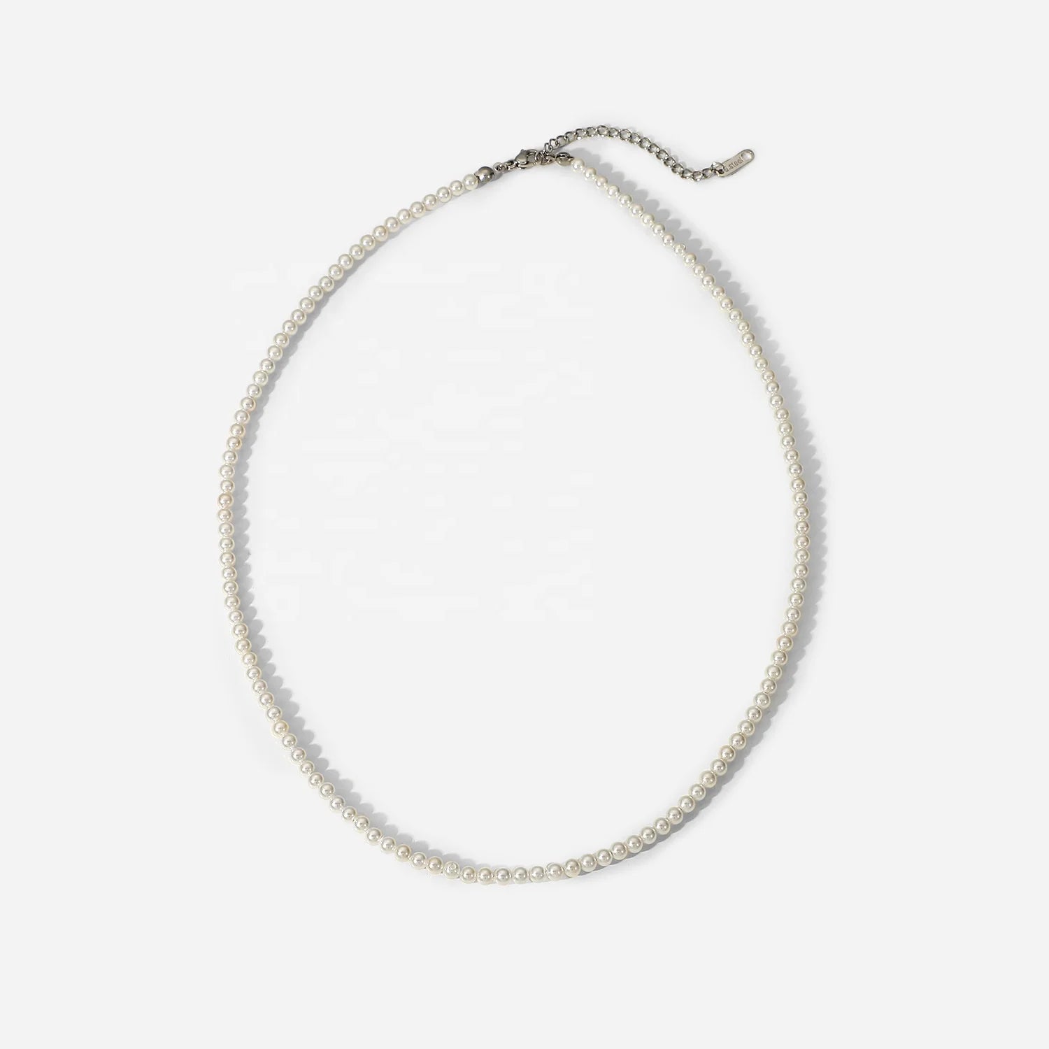INS Style Fashion Jewelry Choker Multi-layer Bead Chain Stainless Steel Pearl Necklace for Man Woman