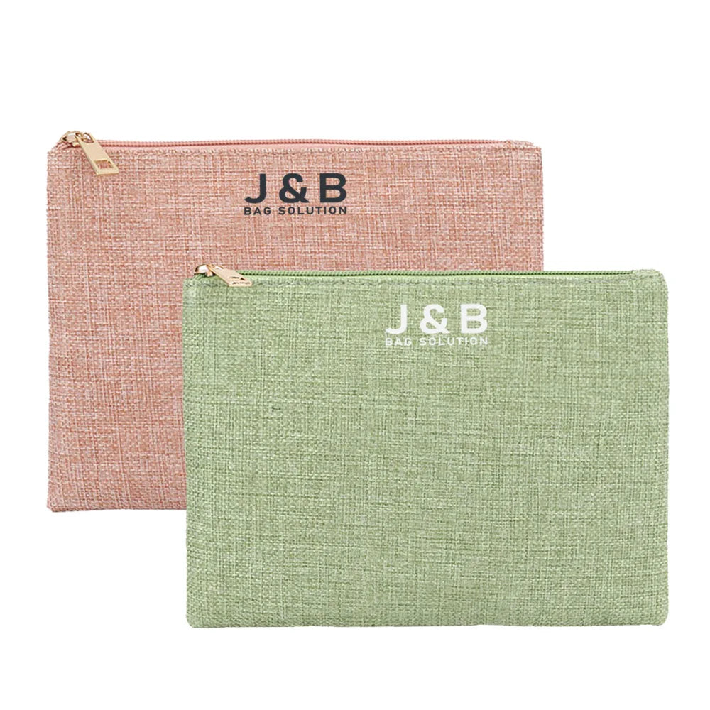 Hot Sale Linen Makeup Bag for Cosmetic Factory Costom Linen Pouch with Logo Printing Pouch Zipper Bag for Promotion