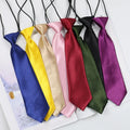 Good Quality Hot Sale Stock Elastic Rubber Band Plain Dark Green Kid Zipper Necktie Set Solid Color Neck Tie for Kids