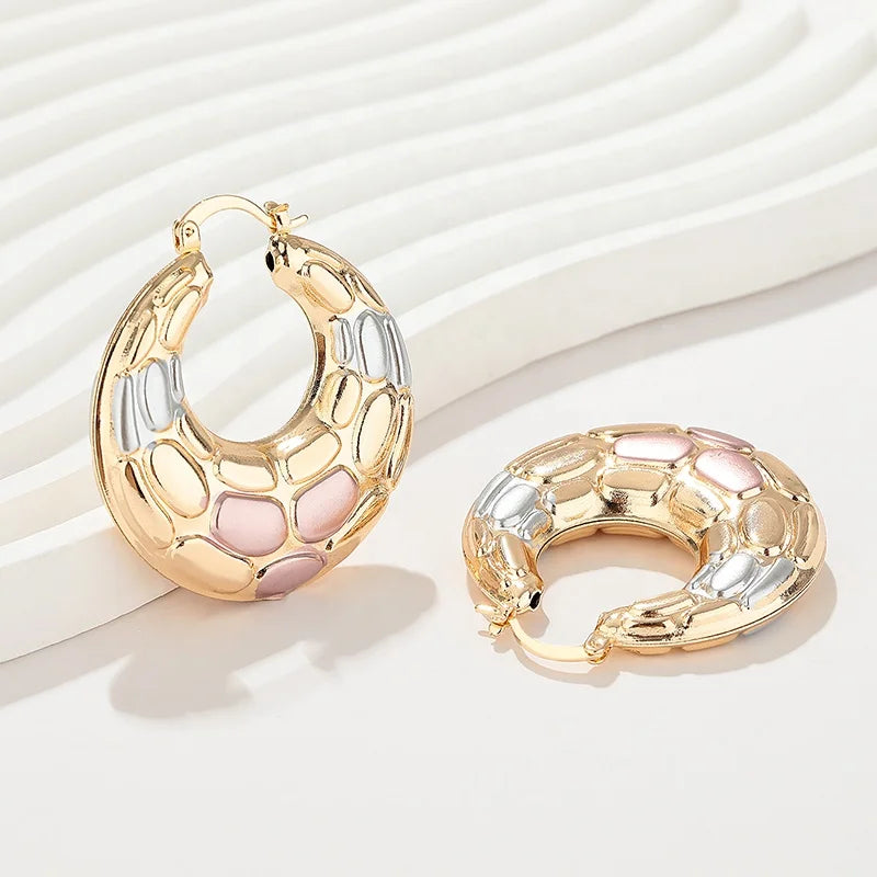 Hengdian Trendy Gold-Plated 18k Alloy Hoop Drop Earrings Wholesale Fashion AAA Zircon Jewelry for Women
