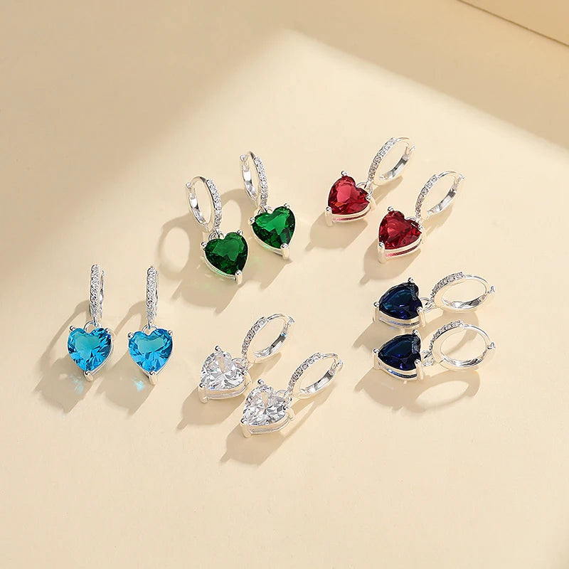 Wholesale Sterling Silver Drop Earrings Vibrant Zircon Accents Silver Plated Earrings