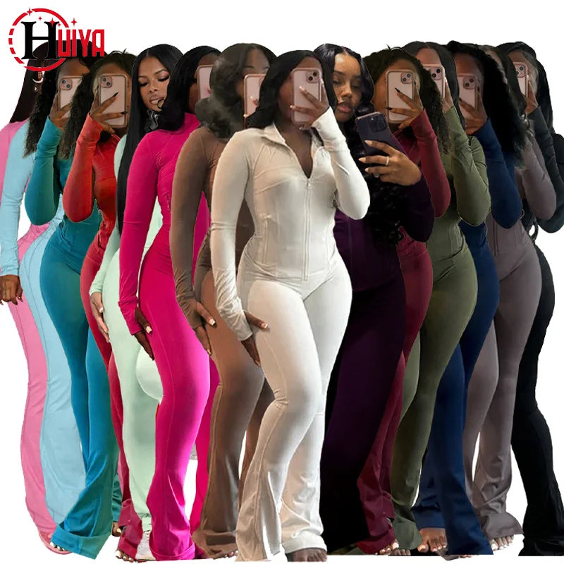 Winter Outfits Tracksuit Set Jogging Suits Gym Zipper Jacket With Flared Pants Crop Top for Women Two Pieces Yoga Women Clothing