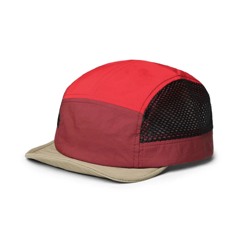 OEM Wholesale Price 5 Panel Mesh Camping Caps Adjustable Size Nylon Running Hat Custom Unstructured 5 Panel Cap Hats