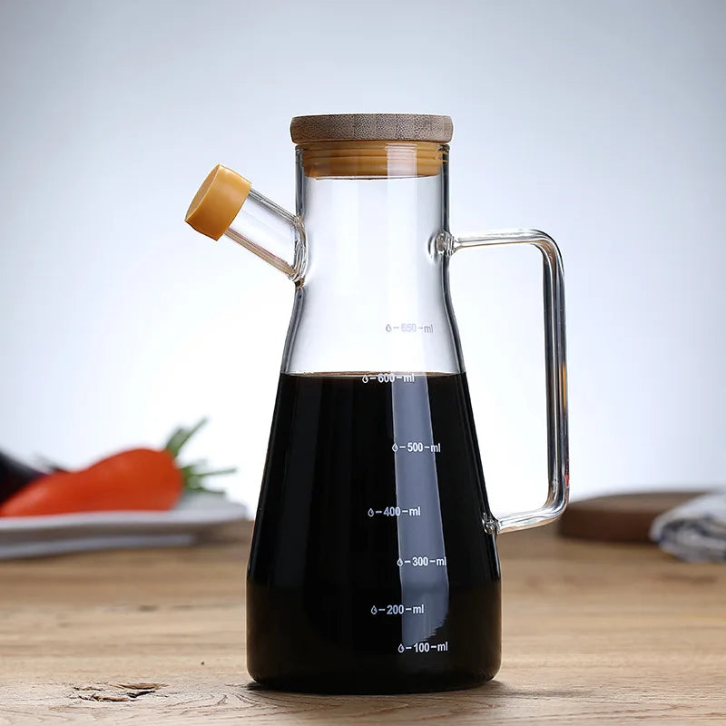 Glass Oil Pot Leak Proof and Measurable Soy Sauce Bottle Vinegar Bottle Small Oil Bottle Oil tank Household Kitchen Supplies