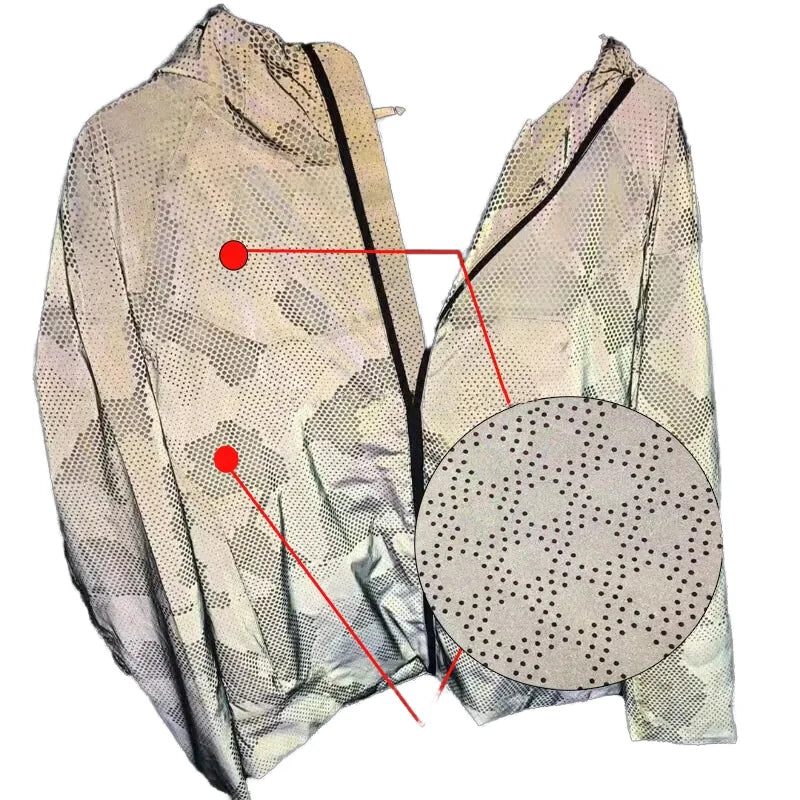 YSM High Visibility Reflective Outdoor Jacket Fabric Soft Polyester & Waterproof PVC Canvas Taffeta Grey Roll Printing Fujian
