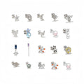 New 0.8mm 18K Gold Plated Ear Bone Stud Fashion Star Moon Flower Zircon Ear Studs Screw Ball Piercing Titanium Jewelry Earring