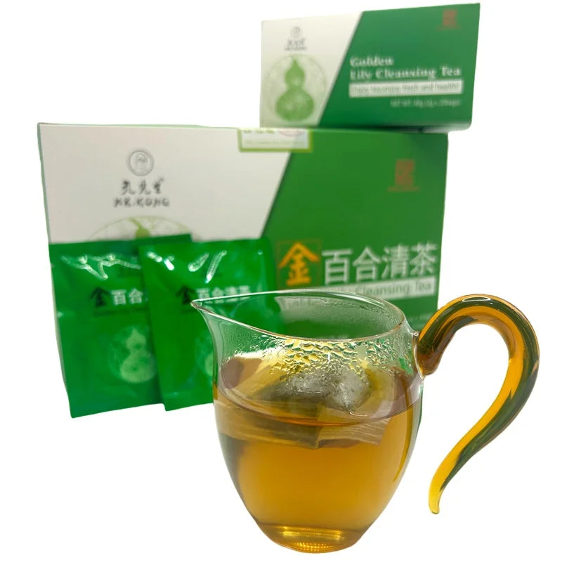 EU Golden Lily Cleansing Tea Herbal Tea 40g/box 20 Packages Jin Bai He Qing Cha Helpful for the Lungs