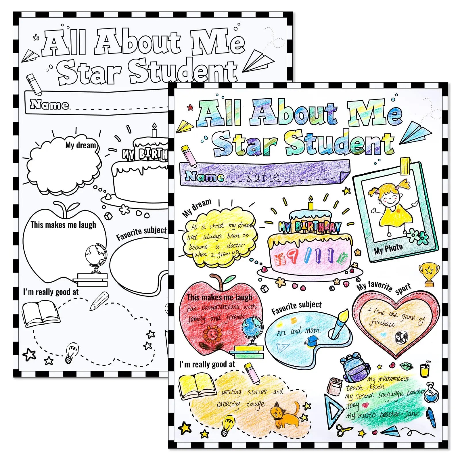All About Me Posters Star Student of the Week School Poster for Self Introduction Elementary  Preschool Posters for Class