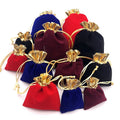 Factory Price Gift Bag 7x9cm to 12x15cm Golden Edge Drawstring Wedding Party Velvet Bags Jewelry Packaging Pouches