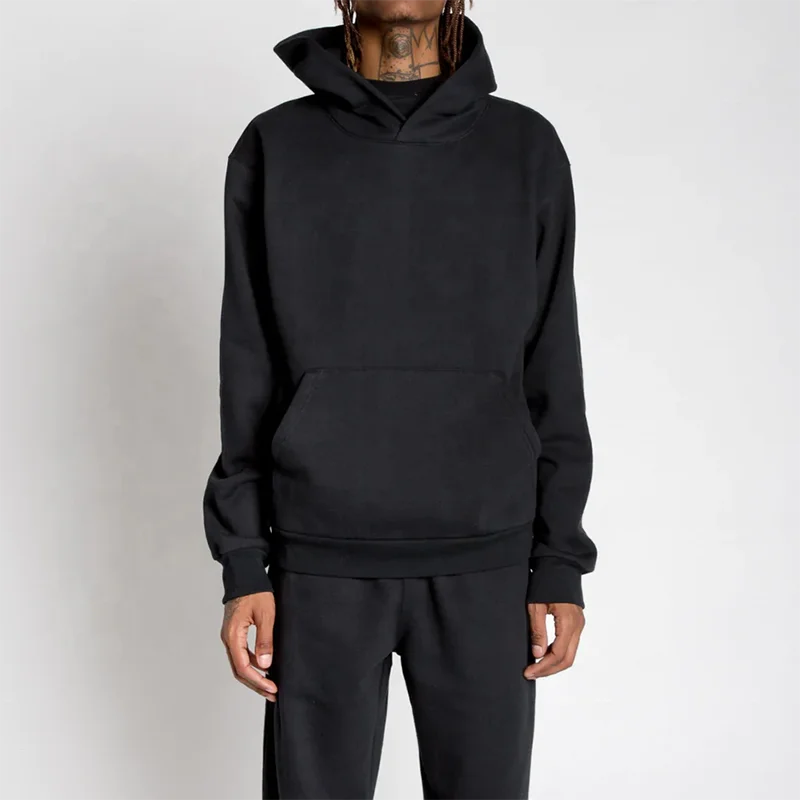 Eco Friendly Cotton 450 Gsm Fleece Heavyweight Boys Pullover Sweatshirts Oversized Custom Plain No String Men Hoodies