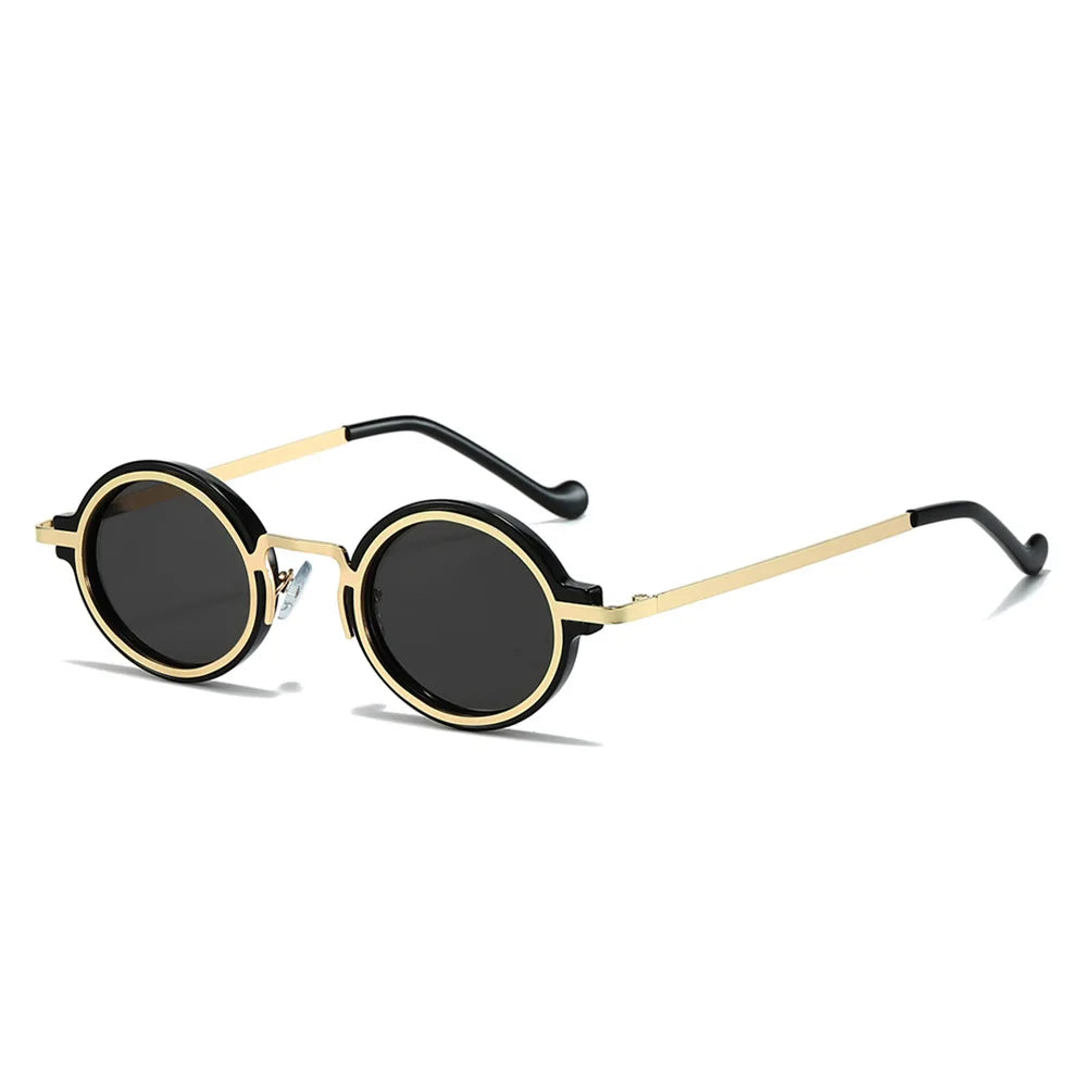 2025 New Retro Lunettes De Soleil Lightweight Metal Sunglasses Steampunk Small Round Metallic Plastic Fashion Sunglasses