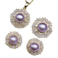 Bridal Zircon Sunflower Freshwater Big Pearl Jewelry Sets for Women Wedding White Zircon Earrings Rings Necklace