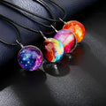 Wholesale Fantasy Universe Star Handmade Leather Rope Glass Crystal Astronomical Ball Pendant Necklace Jewelry