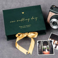 Personalized Luxury Customized Green Velvet Wedding Anniversary Bridesmaid Gift Box With Memory Photos With Silk Ribbon