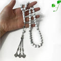 10mm 45PCS Turquoise Beads Silver Plated Unisex Islamic Religious Prayer Beads Muslim Rosary Beaded Bracelet Muslim Arab