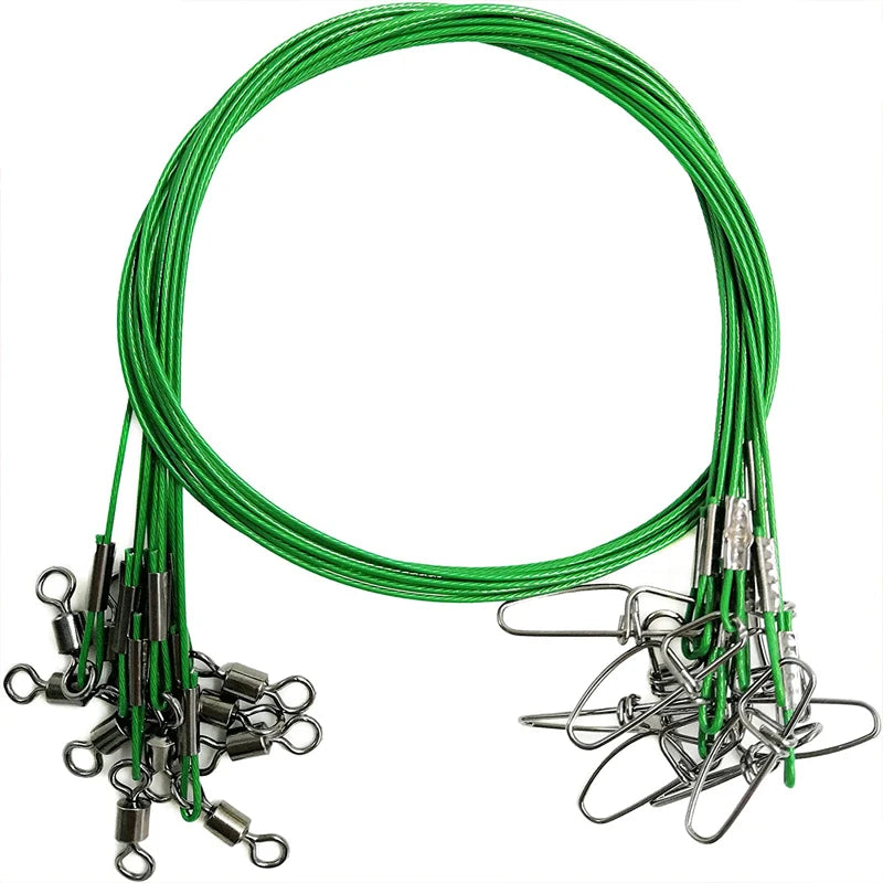 Sea Fishing Leader Line 125LB 50cm Stainless Steel High Strength Wire Line with Swivels and Snaps Fishing Tools